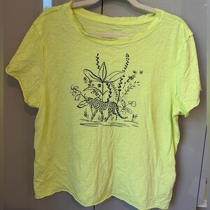Anthropologie Lime Green Botanical Graphic Tee